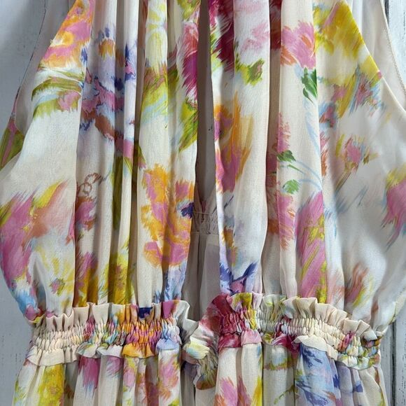 Zara V Neck Halter Floral Print Sleeveless Bloggers Favorite Long Maxi Dress - Picture 12 of 12